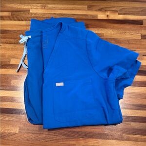 Figs Royal Blue Scrub Set